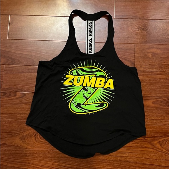 Zumba Fitness Black and Neon Green Tank Top - Picture 1 of 2
